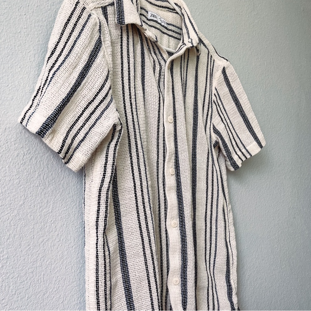 Zara Knit Textured Button Down Top - Picture 2 of 6